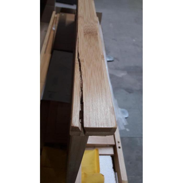 B-Ware (Teil 2 gerissen SK3) | Badezimmerschrank HWC-B18, Regal Kommode, 4 Tren Bambus 100x50x30cm