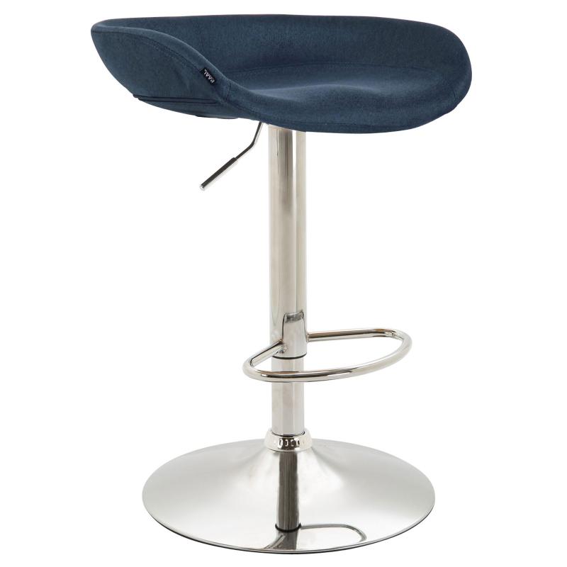 Barhocker HLO-CP58 Stoff chrom ~ blau