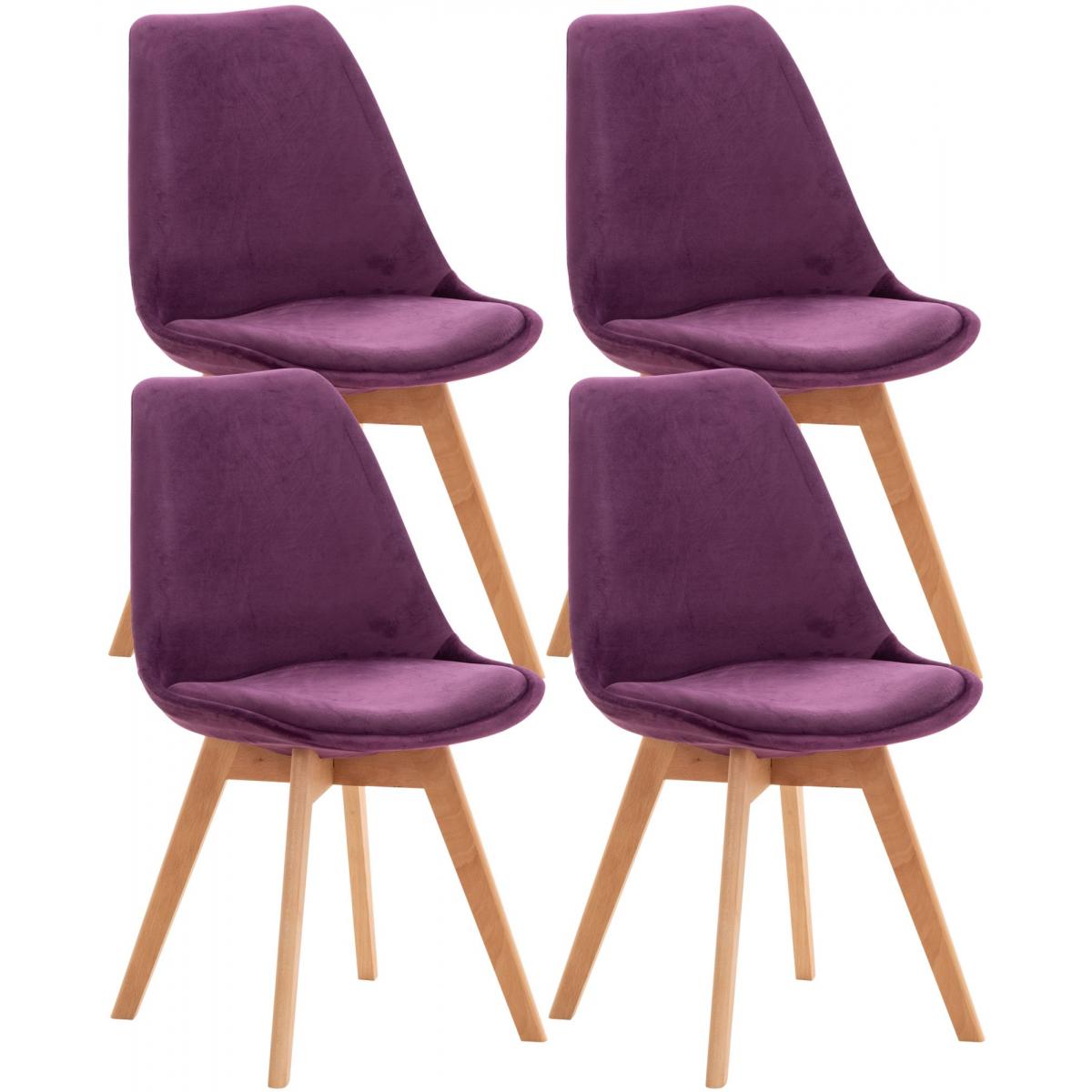 4er Set Stuhl HLO-CP58 Samt ~ lila