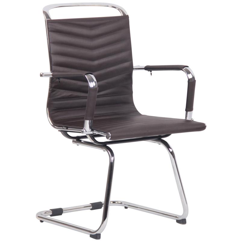Besucherstuhl HLO-CP14 Echtleder ~ braun