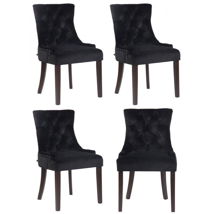 4er Set Esszimmersthle HLO-CP35 Samt antik ~ schwarz