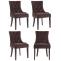 4er Set Esszimmersthle HLO-CP29 Samt antik ~ braun