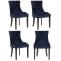 4er Set Esszimmersthle HLO-CP29 Samt antik ~ blau