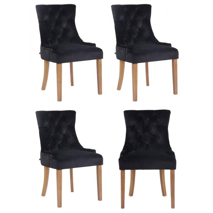 4er Set Esszimmersthle HLO-CP35 Samt antik-hell ~ schwarz