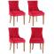 4er Set Esszimmersthle HLO-CP29 Samt antik-hell ~ rot