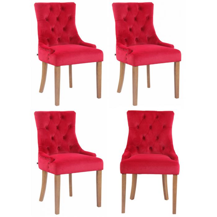 4er Set Esszimmersthle HLO-CP29 Samt antik-hell ~ rot