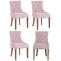 4er Set Esszimmersthle HLO-CP29 Samt antik-hell ~ pink