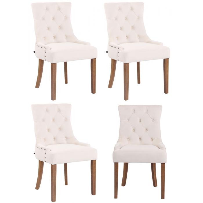 4er Set Esszimmersthle HLO-CP35 Samt antik-hell ~ creme