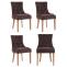 4er Set Esszimmersthle HLO-CP29 Samt antik-hell ~ braun