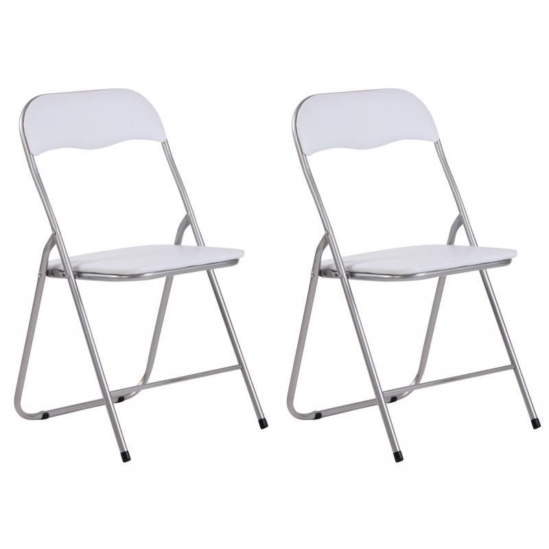 2er Set Klappstuhl HLO-CP52 ~ wei/silber
