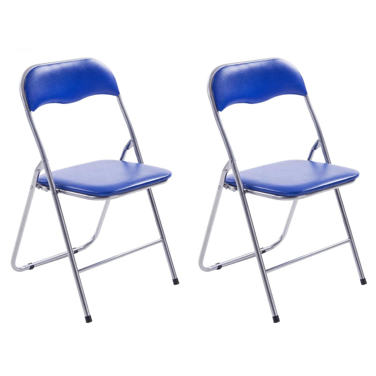 2er Set Klappstuhl HLO-CP52 ~ blau/silber