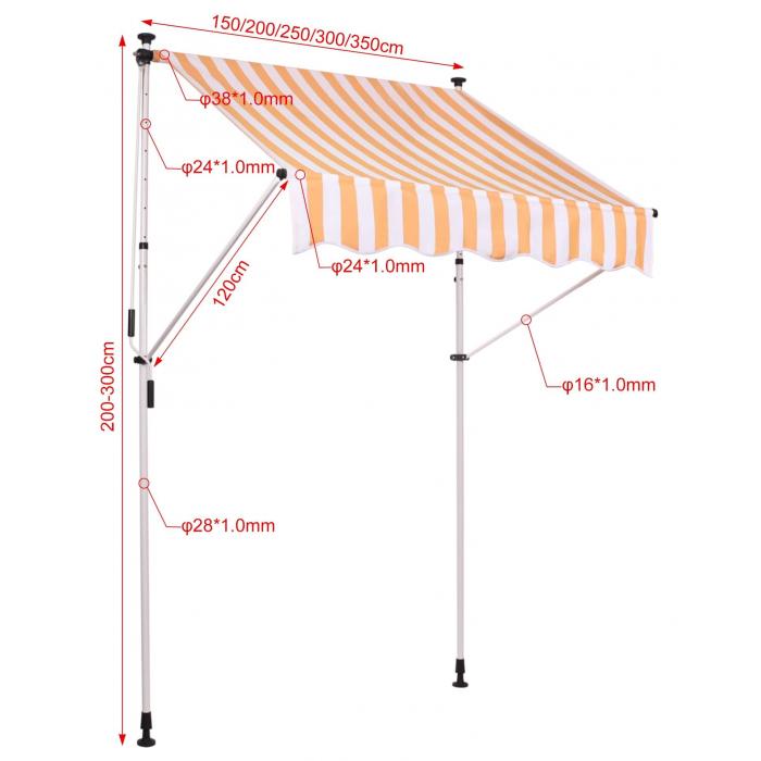 Klemmmarkise HLO-CP1 350x120 cm ~ wei/gelb