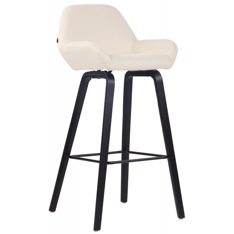 Barhocker HLO-CP73 Stoff 4-Fu Gestell schwarz (eiche) ~ creme