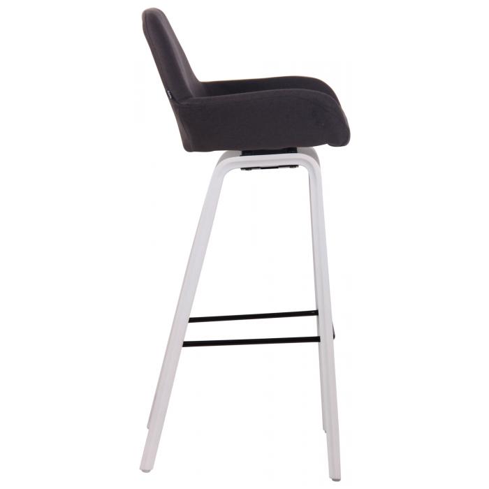 Barhocker HLO-CP73 Stoff 4-Fu Gestell wei (eiche) ~ schwarz