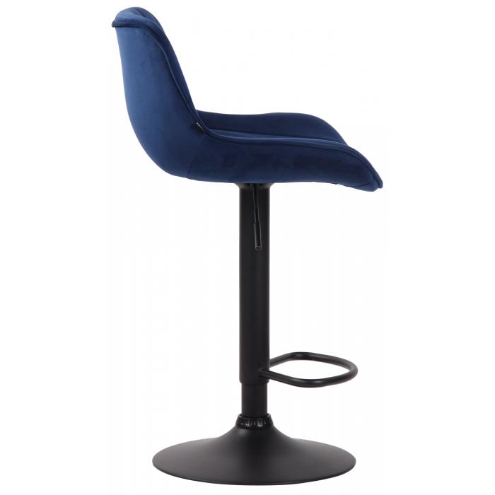 Barhocker HLO-CP68 Samt schwarz ~ blau