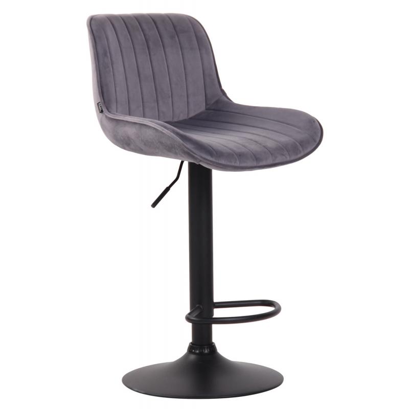 Barhocker HLO-CP68 Samt schwarz ~ dunkelgrau
