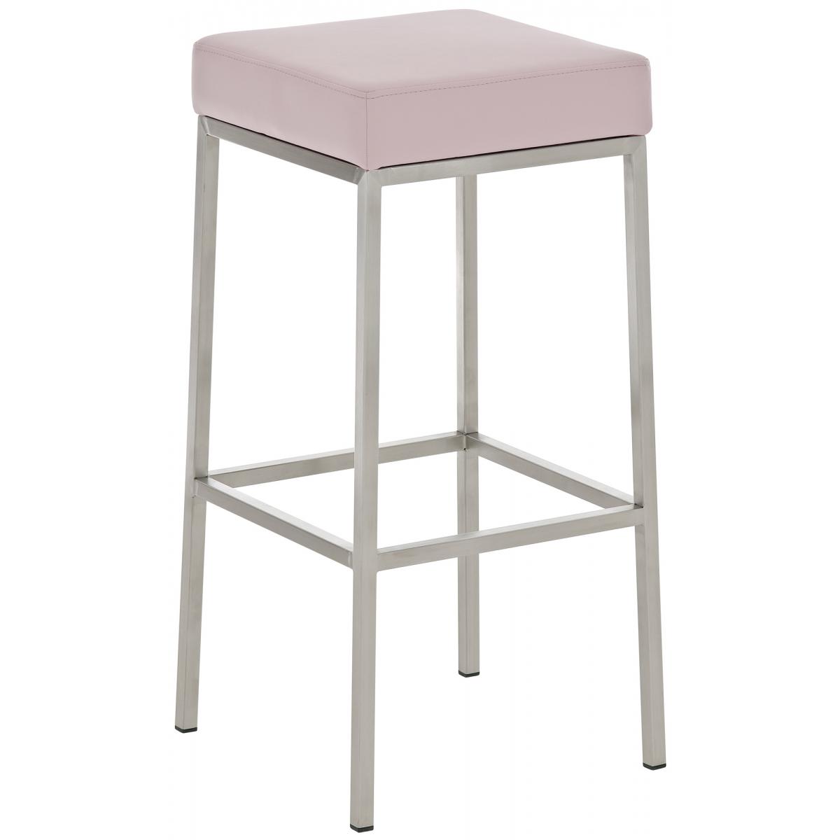 Barhocker CP135, Barstuhl ~ Gestell silber, Kunstleder, 85cm, pink