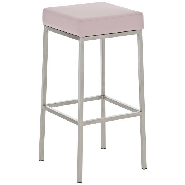 Barhocker CP135, Barstuhl ~ Gestell silber, Kunstleder, 85cm, pink