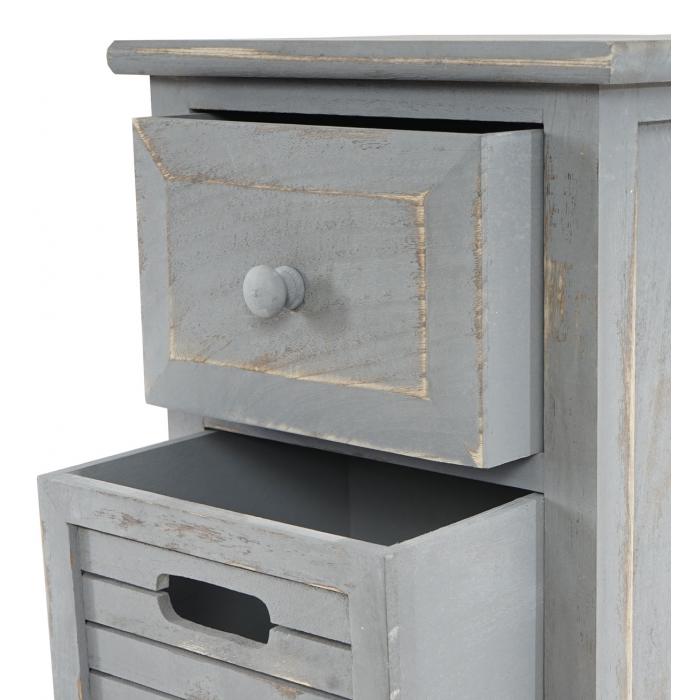 Kommode T18, Schubladenschrank Schrank, 4 Schubladen, 74x30x25cm Shabby-Look Vintage ~ grau