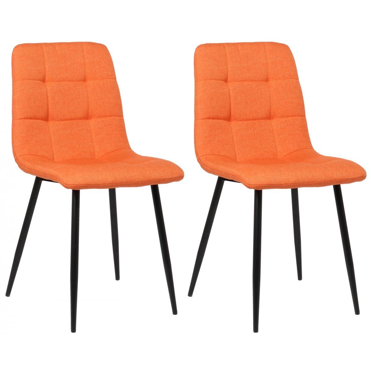 2er Set Esszimmerstuhl HLO-CP26 Stoff ~ orange