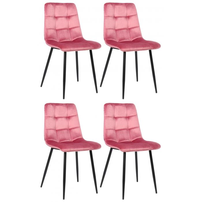 4er Set Esszimmerstuhl HLO-CP5 Samt ~ pink
