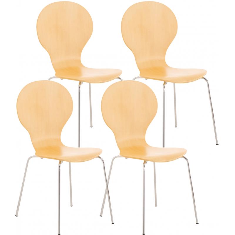 4er Set Besucherstuhl HLO-CP80 ~ natura
