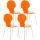 4er Set Besucherstuhl HLO-CP80 ~ orange