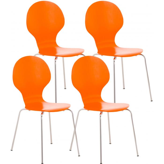 4er Set Besucherstuhl HLO-CP80 ~ orange