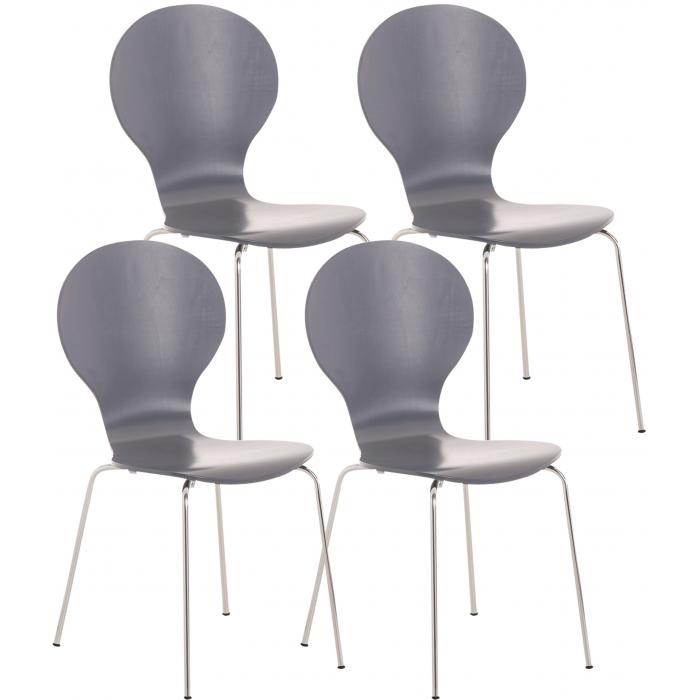 4er Set Besucherstuhl HLO-CP80 ~ grau