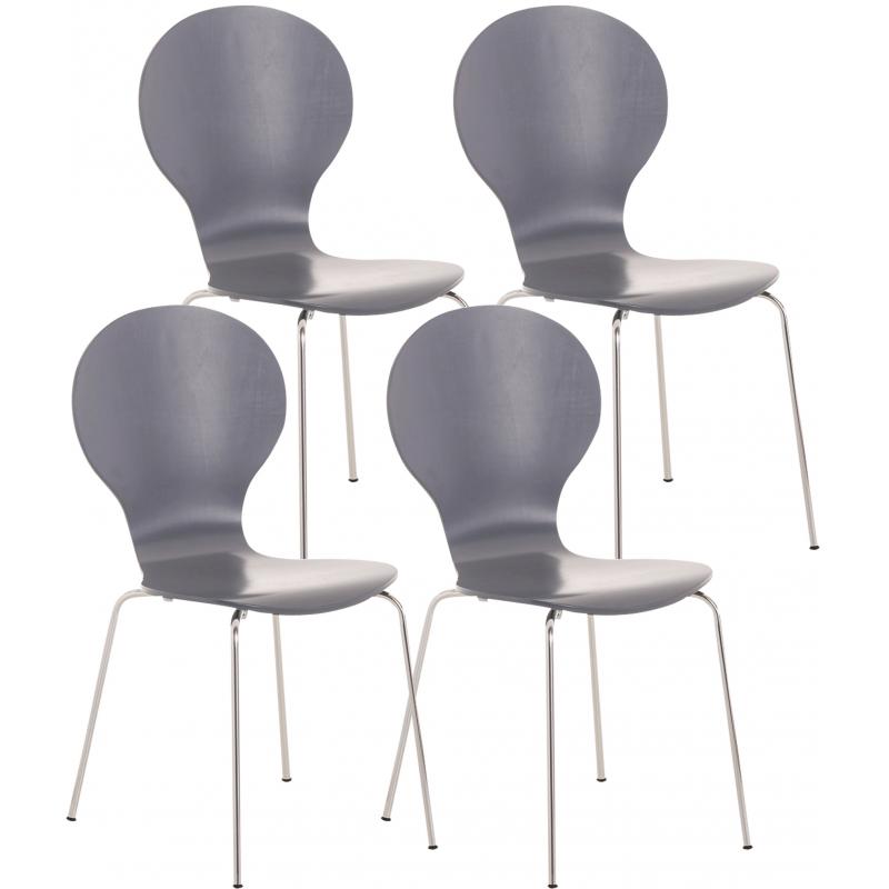 4er Set Besucherstuhl HLO-CP80 ~ grau