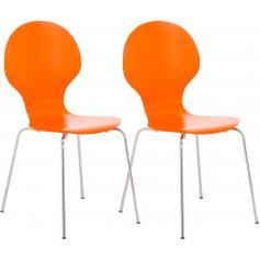 2er-Set Besucherstuhl CP585, Konferenzstuhl stapelbar, 86x43x45cm ~ orange