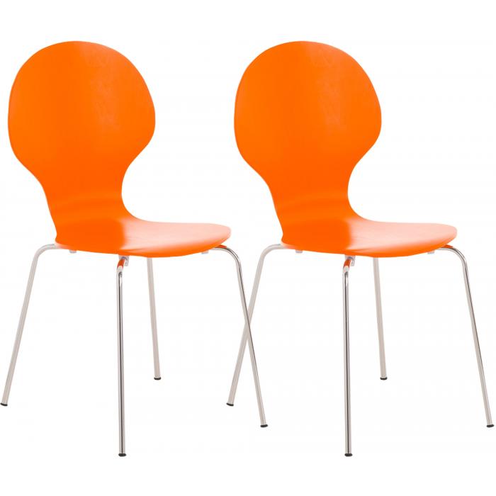 2er Set Besucherstuhl HLO-CP80 ~ orange