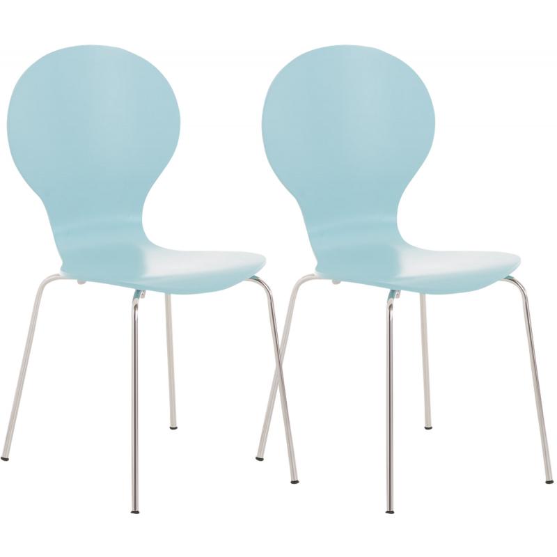2er Set Besucherstuhl HLO-CP80 ~ hellblau