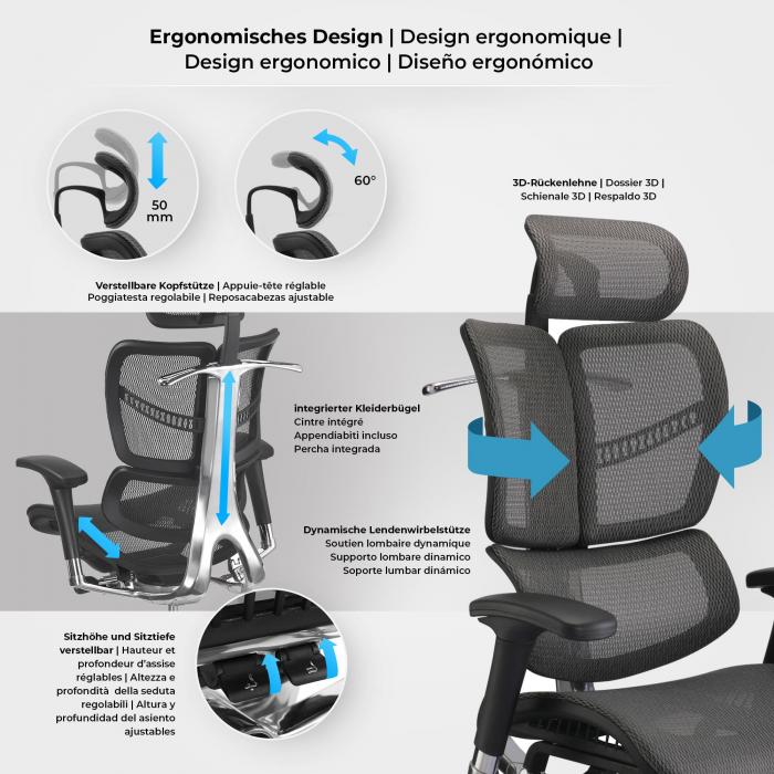 Brostuhl HLO-CP65 Ergonomic ~ grau