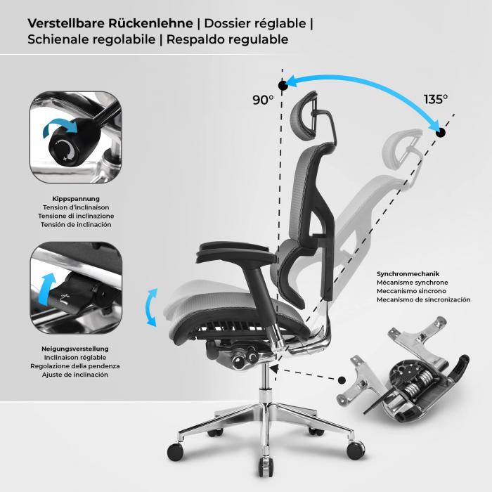 Brostuhl HLO-CP78 Ergonomic ~ grau