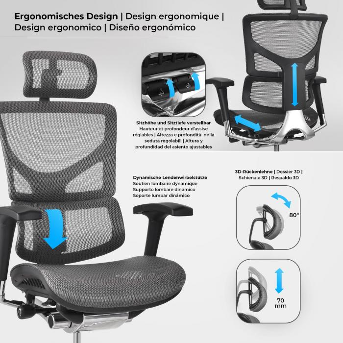 Brostuhl HLO-CP78 Ergonomic ~ grau