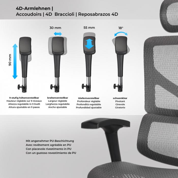 Brostuhl HLO-CP78 Ergonomic ~ grau