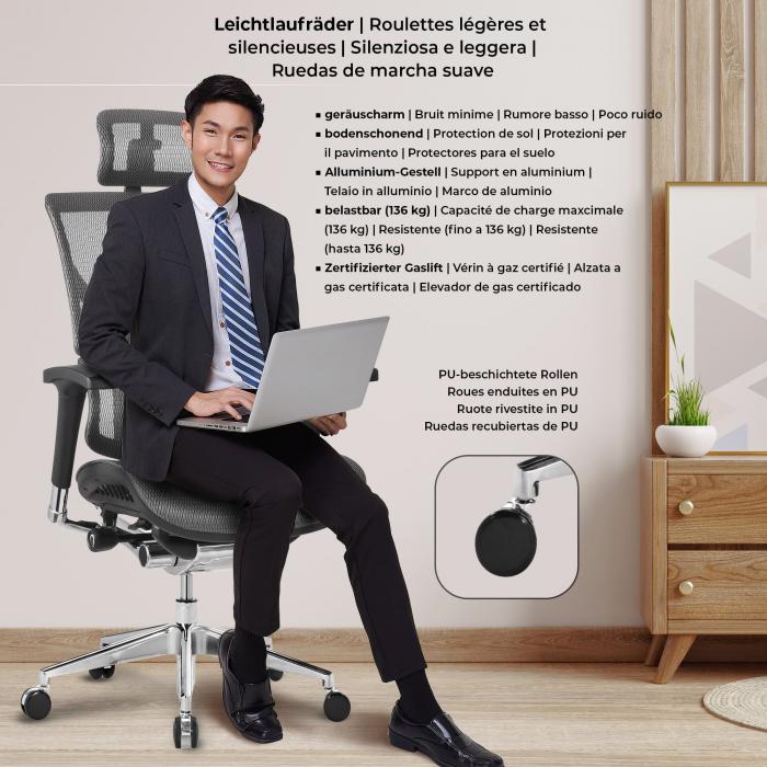 Brostuhl HLO-CP78 Ergonomic ~ grau