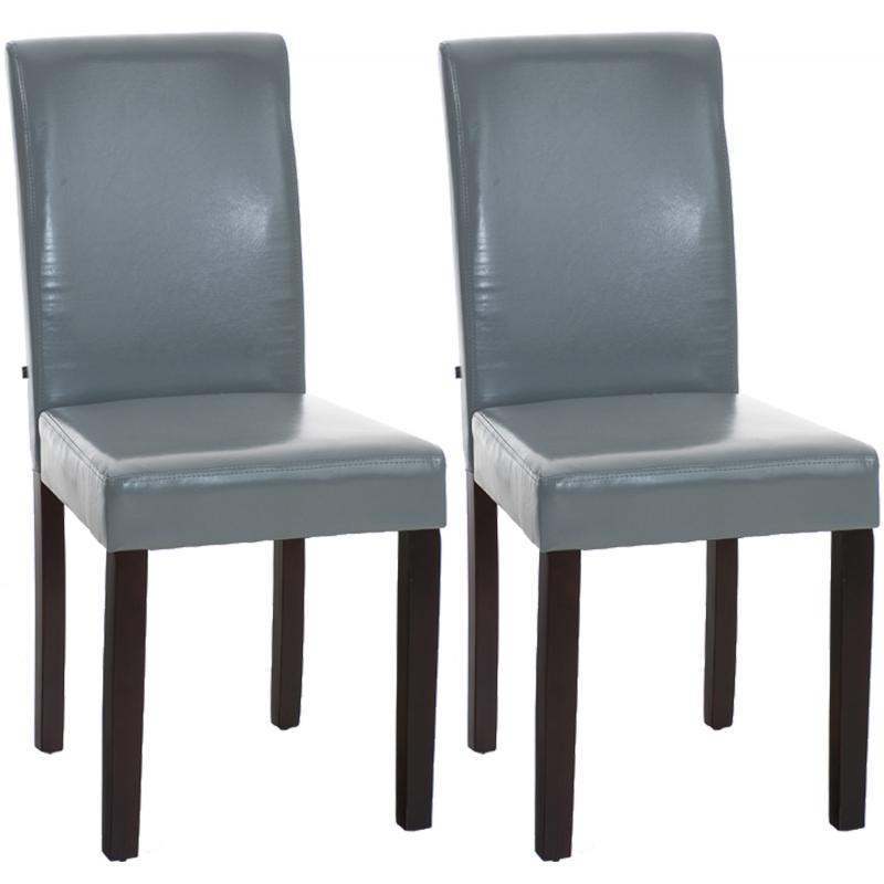2er Set Esszimmerstuhl HLO-CP20 dunkelbraun ~ grau