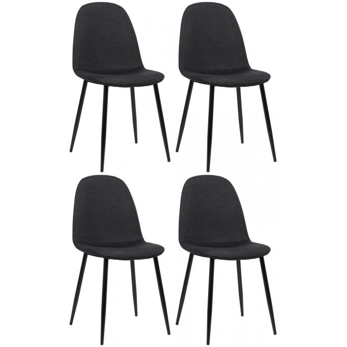 4er Set Esszimmersthle HLO-CP41 Stoff ~ schwarz
