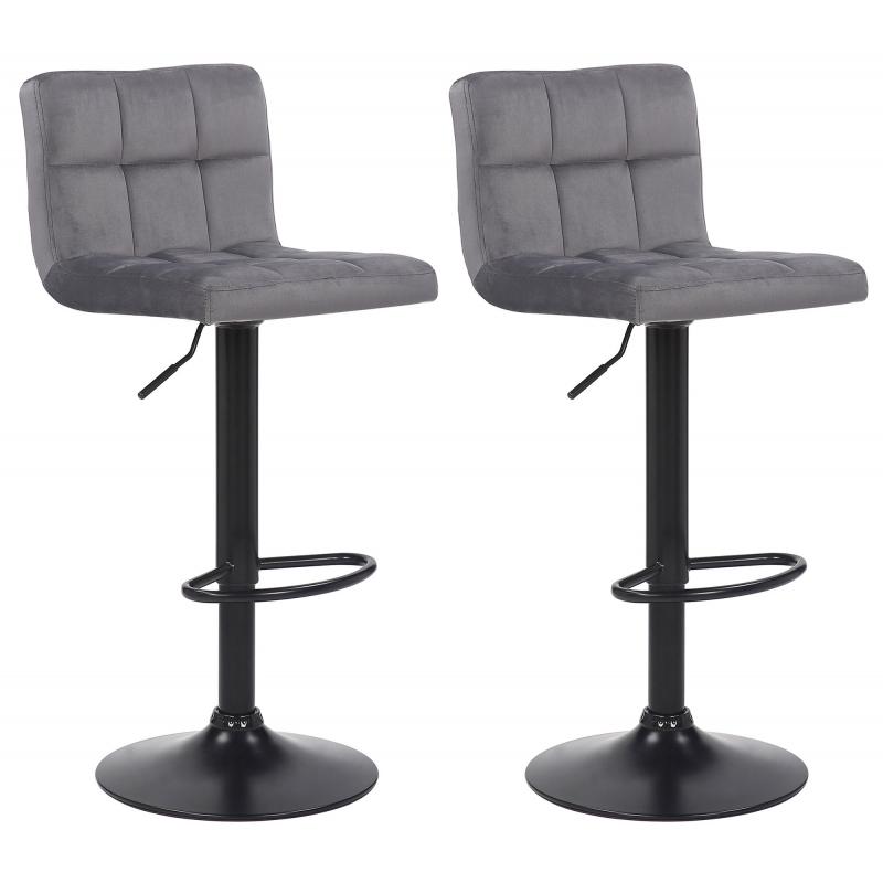 2er Set Barhocker HLO-CP64 Samt ~ grau