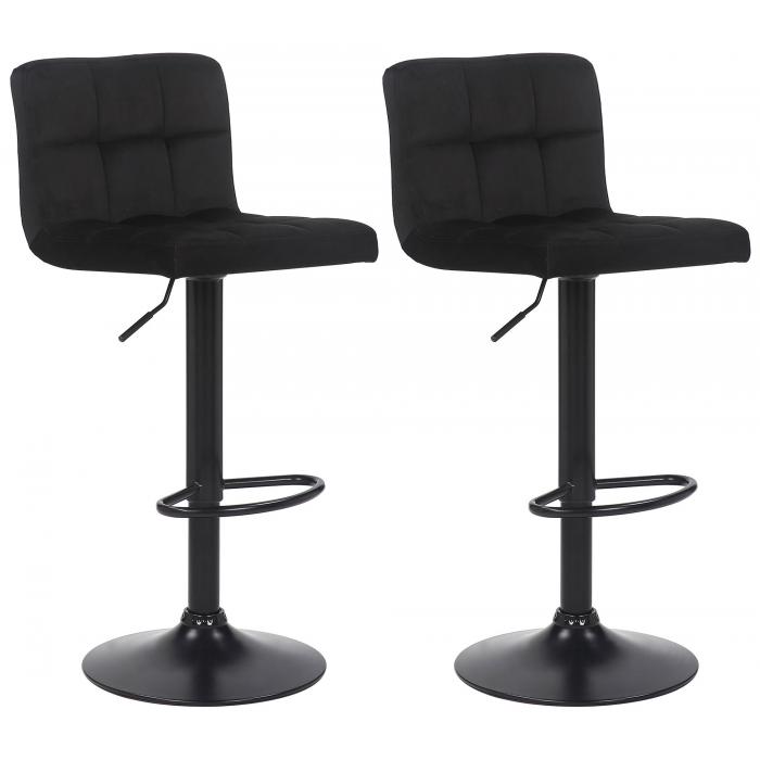 2er Set Barhocker HLO-CP64 Samt ~ schwarz