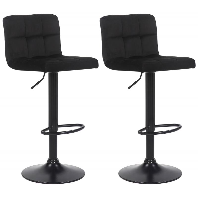 2er Set Barhocker HLO-CP64 Samt ~ schwarz