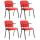 4er Set Sthle HLO-CP99 mit Klapptisch Stoff ~ rot