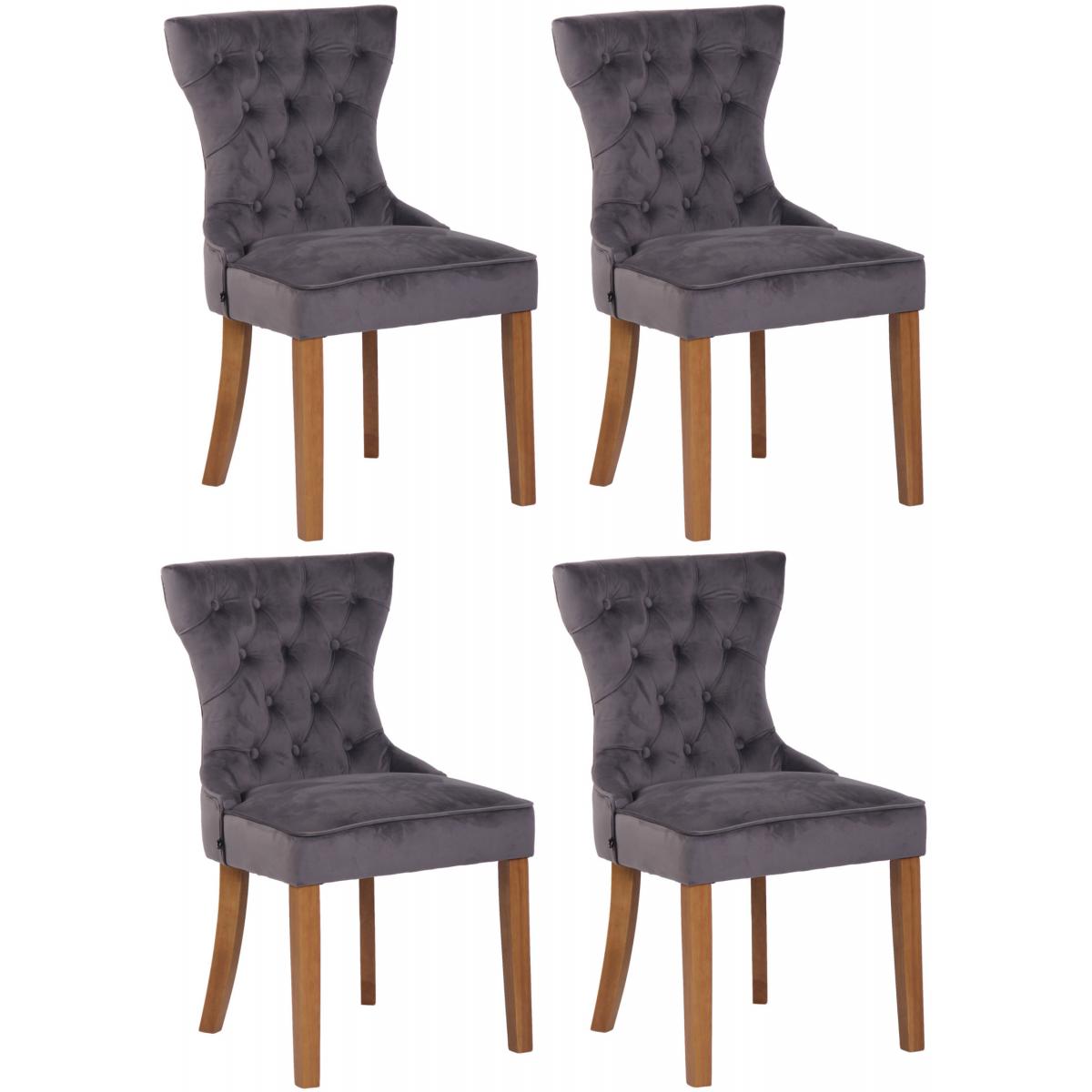 4er Set Esszimmersthle HLO-CP38 Samt antik-hell ~ dunkelgrau
