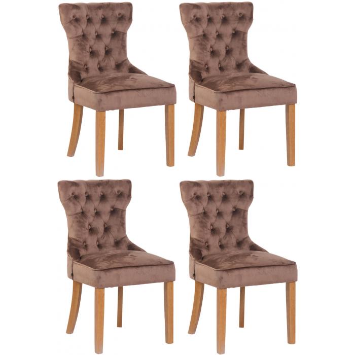 4er Set Esszimmersthle HLO-CP38 Samt antik-hell ~ braun