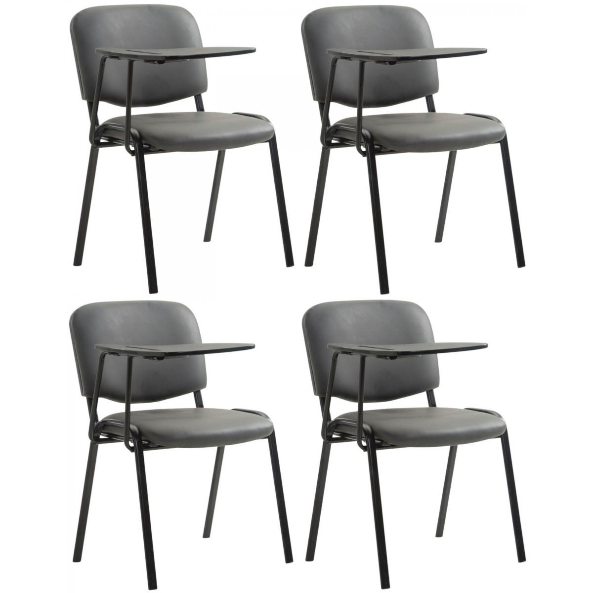 4er Set Sthle HLO-CP99 mit Klapptisch Kunstleder ~ grau
