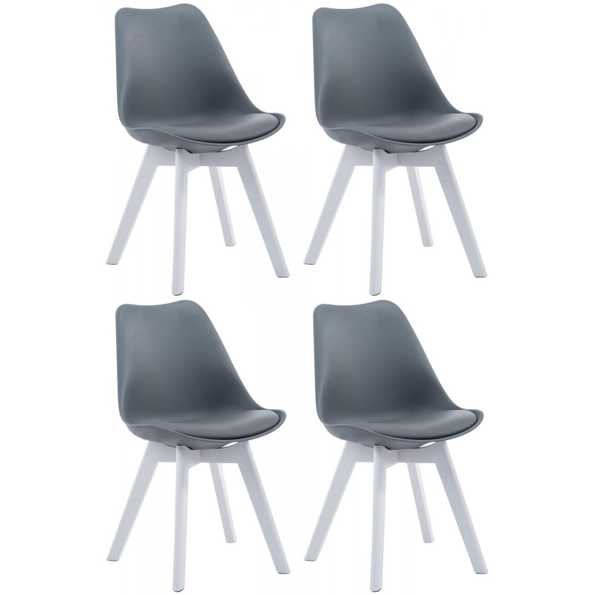 4er Set Besuchersthle HLO-CP2 Wei Kunstleder ~ grau