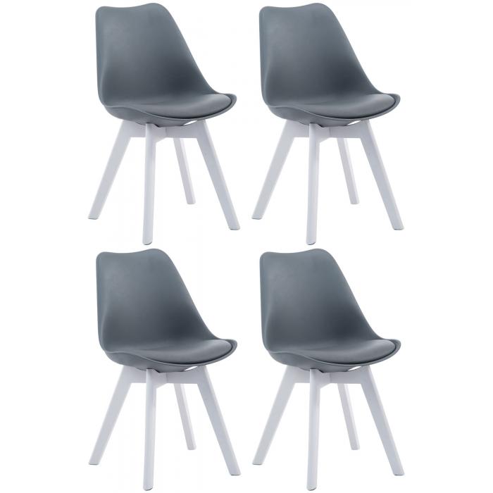 4er Set Besuchersthle HLO-CP2 Wei Kunstleder ~ grau