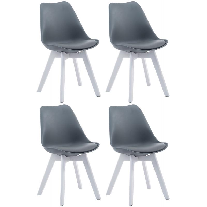 4er Set Besuchersthle HLO-CP2 Wei Kunstleder ~ grau